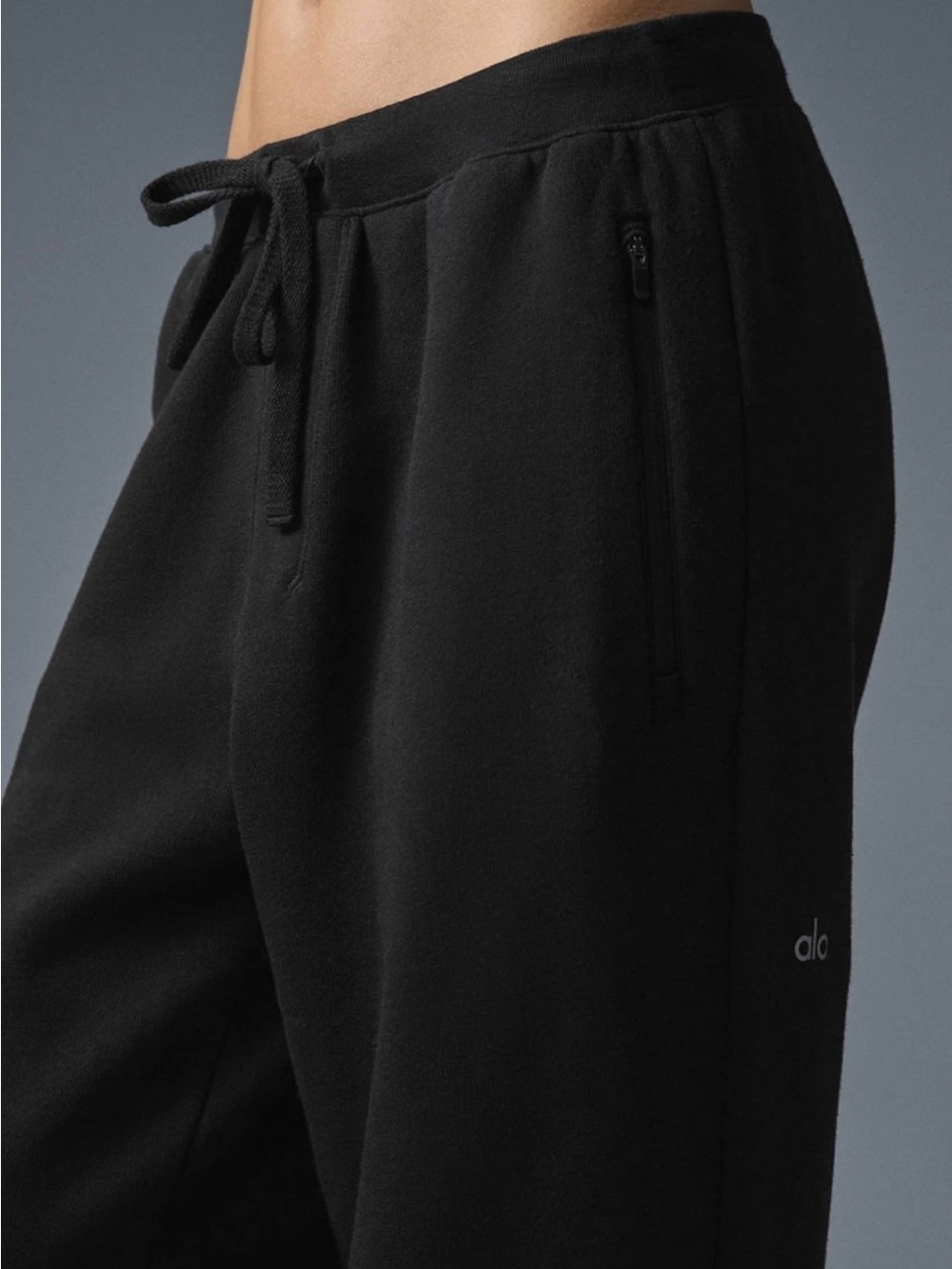ALO Yoga Men's Black Zip-Pocket Fleece Joggers